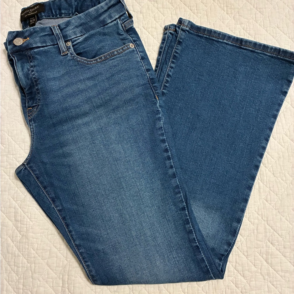 Banana Republic low rise boot cut jeans.